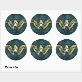 Wonder Woman Brushed Gold Symbol Ronde Sticker (Vel)