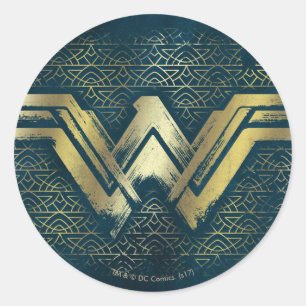 Wonder Woman Brushed Gold Symbol Ronde Sticker