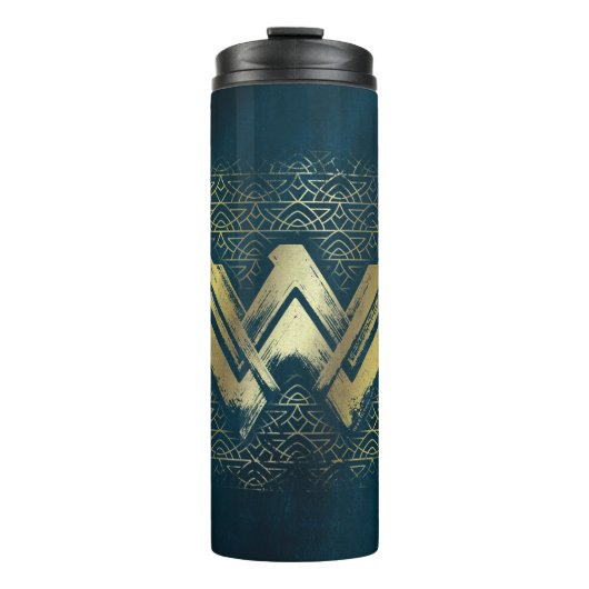 Wonder Woman Brushed Gold Symbol Thermosbeker (Voorkant)