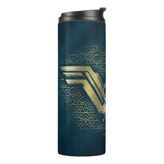 Wonder Woman Brushed Gold Symbol Thermosbeker (Gedraaid links)
