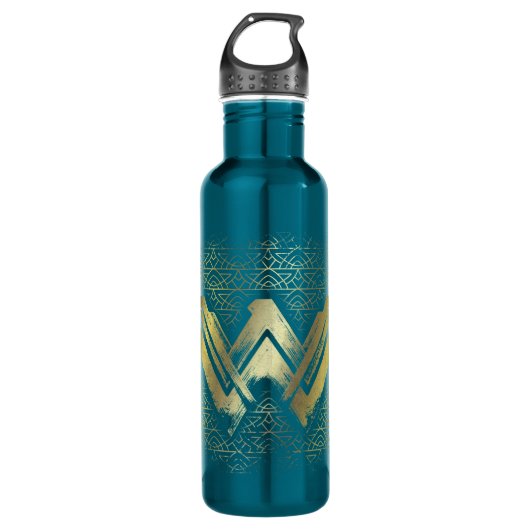 Wonder Woman Brushed Gold Symbol Waterfles (Voorkant)