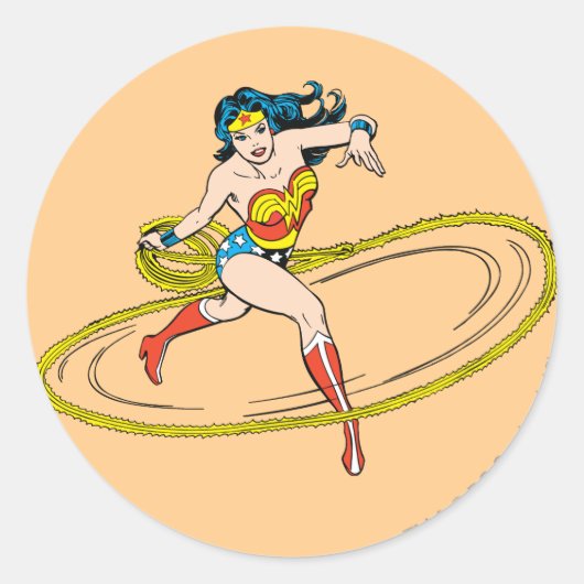 Wonder Woman circuleerde met Lasso Ronde Sticker (Voorkant)