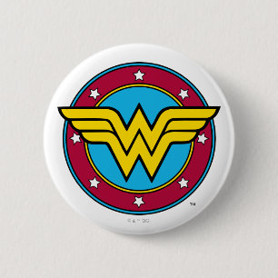 Wonder Woman Cirkel en sterren Logo Ronde Button 5,7 Cm