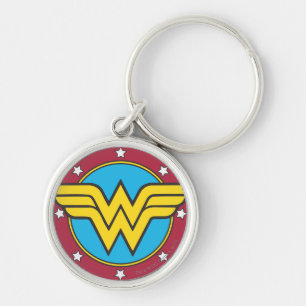 Wonder Woman   Cirkel en sterren Logo Sleutelhanger