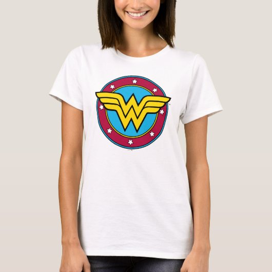 Wonder Woman | Cirkel en sterren Logo T-shirt (Voorkant)