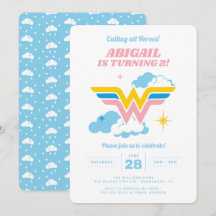 Wonder Woman Clouds Logo Birthday