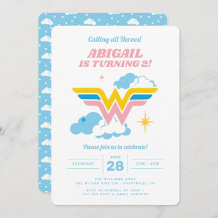 Wonder Woman Clouds Logo Birthday Kaart