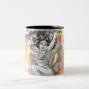 Wonder Woman Collage 1 Tweekleurige Koffiemok
