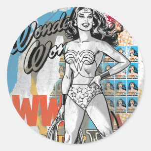 Wonder Woman Collage 2 Ronde Sticker