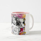 Wonder Woman Collage 3 Tweekleurige Koffiemok (Voorkant rechts)