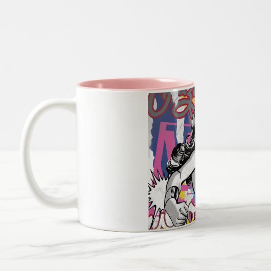 Wonder Woman Collage 3 Tweekleurige Koffiemok (Links)