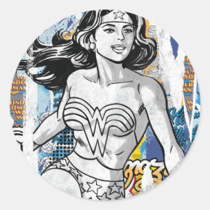 Wonder Woman Collage 4 Ronde Sticker