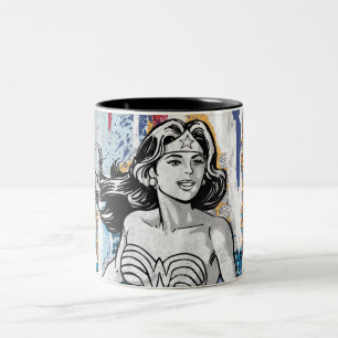 Wonder Woman Collage 4 Tweekleurige Koffiemok