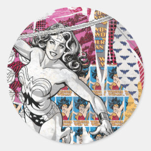 Wonder Woman Collage 5 Ronde Sticker