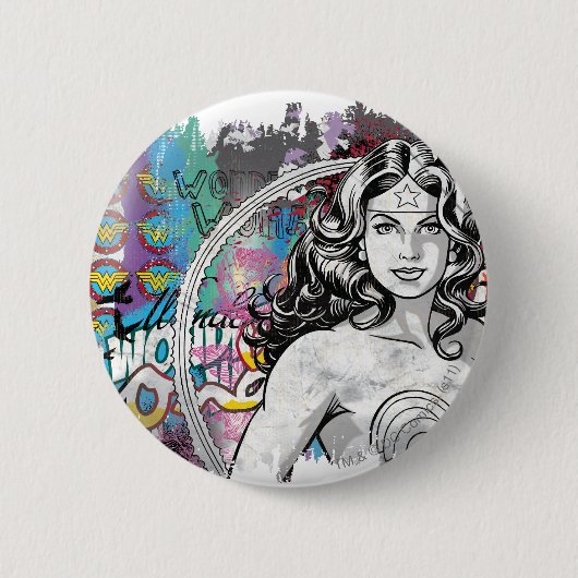 Wonder Woman Collage 6 Ronde Button 5,7 Cm (Voorkant)