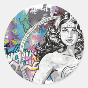 Wonder Woman Collage 6 Ronde Sticker
