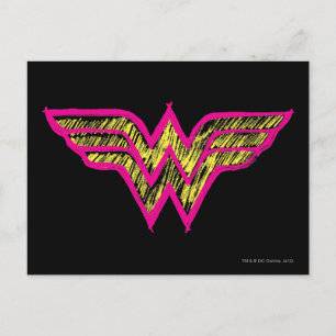 Wonder Woman Colorful Pink and Yellow Logo Briefkaart