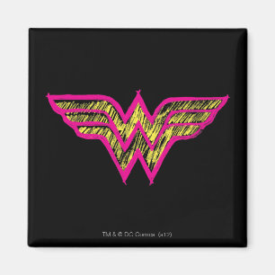 Wonder Woman Colorful Pink and Yellow Logo Magneet