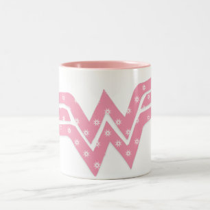 Wonder Woman Colorful Pink Floral Logo Tweekleurige Koffiemok