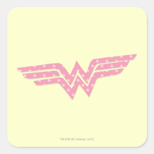 Wonder Woman Colorful Pink Floral Logo Vierkante Sticker