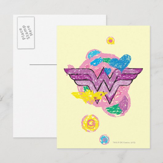 Wonder Woman Colorful Scribbles Briefkaart (Voorkant / Achterkant)