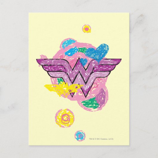 Wonder Woman Colorful Scribbles Briefkaart (Voorkant)