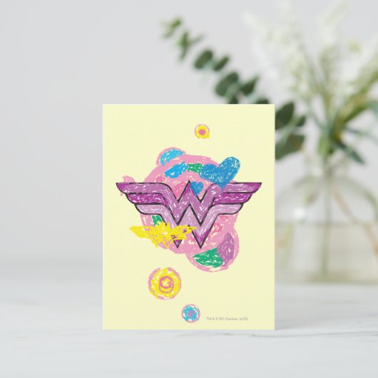 Wonder Woman Colorful Scribbles Briefkaart (Staand voorkant)
