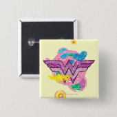 Wonder Woman Colorful Scribbles Vierkante Button 5,1 Cm (Voorkant /achterkant)