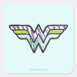 Wonder Woman Colorful Sketch Logo Vierkante Sticker