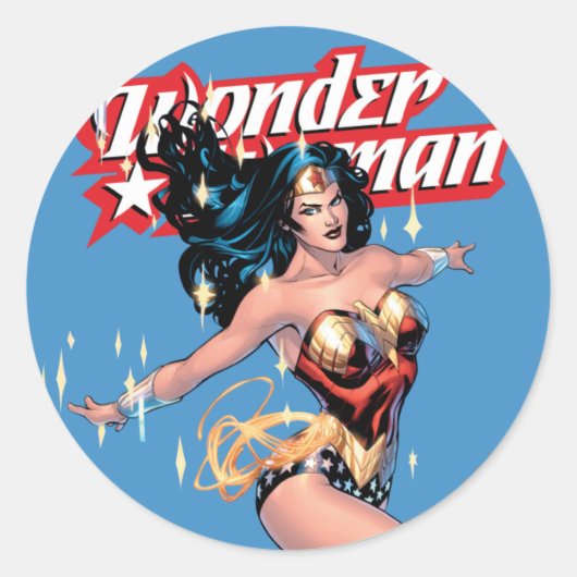 Wonder Woman Comic Hoesje Ronde Sticker (Voorkant)