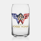 Wonder Woman Crossed Arms in Logo Collage Blikvorm Glas (Voorkant)