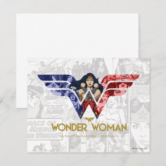 Wonder Woman Crossed Arms in Logo Collage Notitiekaartje (Voorkant / Achterkant)