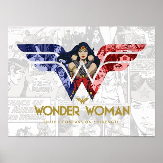 Wonder Woman Crossed Arms in Logo Collage Poster (Voorkant)