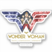 Wonder Woman Crossed Arms in Logo Collage Sticker (Voorkant)