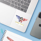 Wonder Woman Crossed Arms in Logo Collage Sticker (Laptop met iPhone)