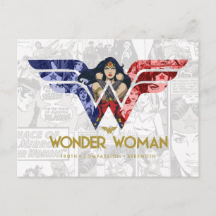 Wonder Woman Crossed Arms in Logo Collage Uitnodiging Briefkaart