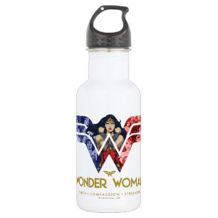 Wonder Woman Crossed Arms in Logo Collage Waterfles
