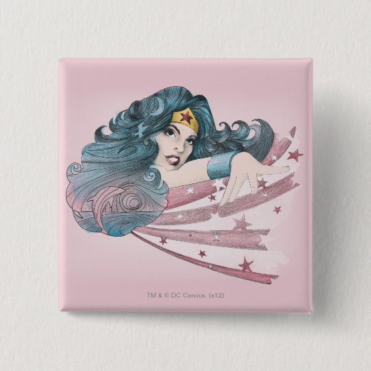 Wonder Woman Dolphin and Stripes Vierkante Button 5,1 Cm (Voorkant)