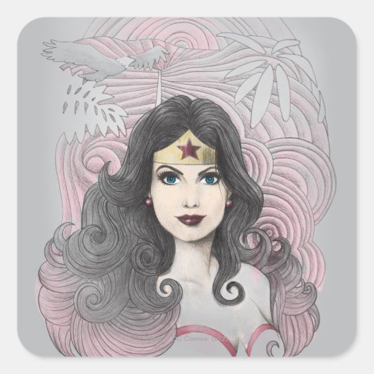 Wonder Woman Eagle en Trees Vierkante Sticker (Voorkant)