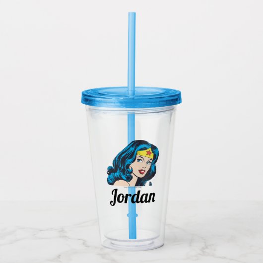 Wonder Woman Face Acryl Drinkbeker (Voorkant)