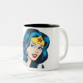 Wonder Woman Face Tweekleurige Koffiemok (Voorkant rechts)