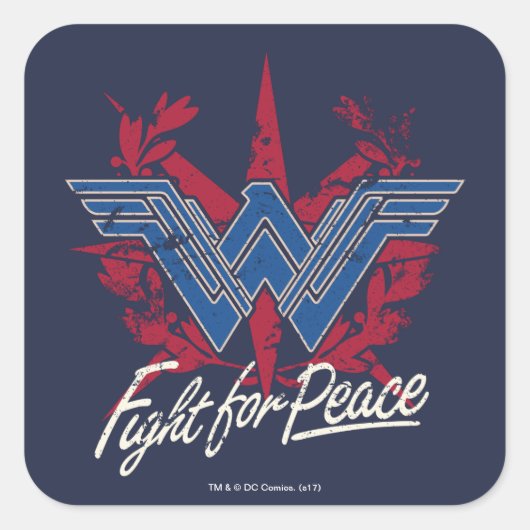 Wonder Woman Fight For Peace Symbol Vierkante Sticker (Voorkant)