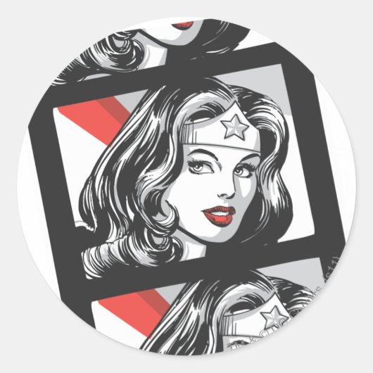 Wonder Woman Film Strip Ronde Sticker (Voorkant)