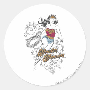 Wonder Woman Flourish Ronde Sticker