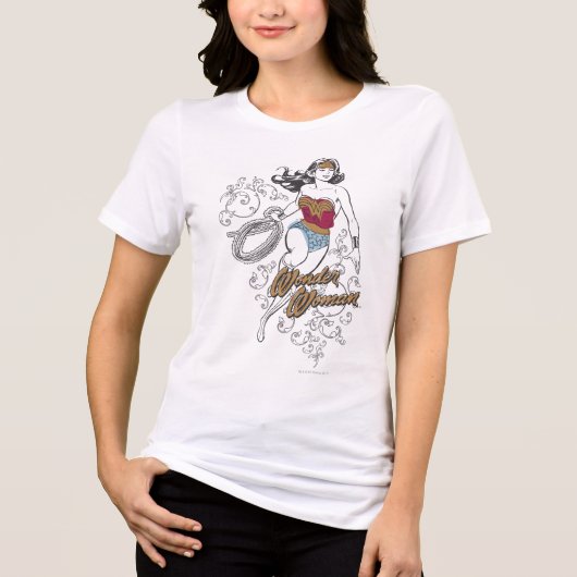 Wonder Woman Flourish Tri-Blend Shirt (Voorkant)