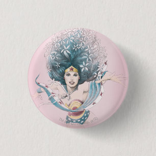 Wonder Woman & Flowers Ronde Button 3,2 Cm