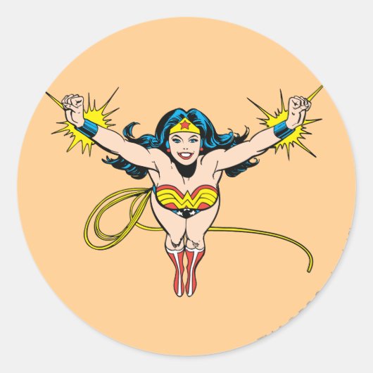 Wonder Woman Fly Forward Ronde Sticker (Voorkant)