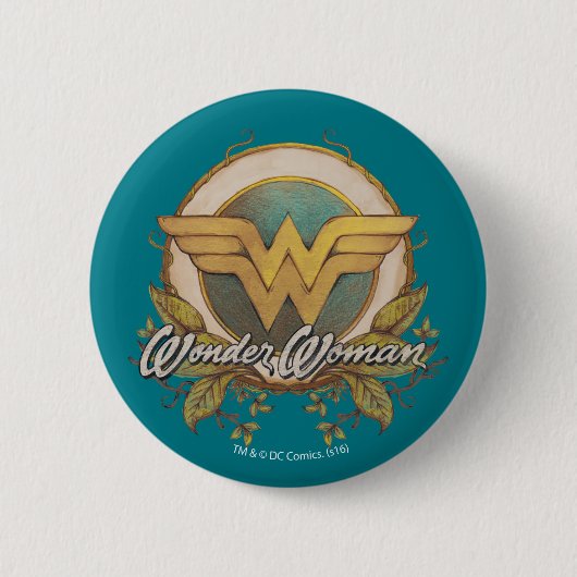Wonder Woman Foliage Sketch Logo Ronde Button 5,7 Cm (Voorkant)
