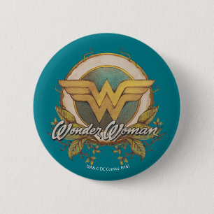 Wonder Woman Foliage Sketch Logo Ronde Button 5,7 Cm