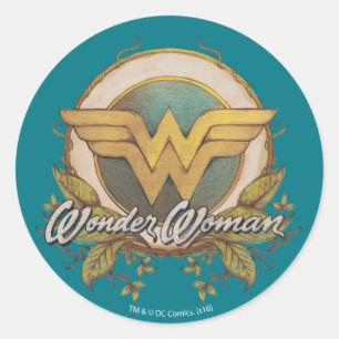 Wonder Woman Foliage Sketch Logo Ronde Sticker